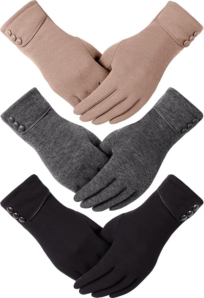 Dimore 3 Pairs Winter Gloves for Women Cold Weather Girls With Touch Screen Fingers Warm Thick Te... | Amazon (US)