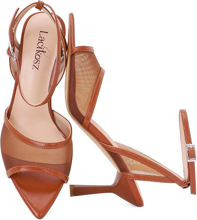 LACIKOSZ Strappy Sandals For Women Mesh Comfortable Heeled Sandal | Amazon (US)