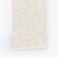 Neutral botanical foliage removable wallpaper | Livettes Wallpaper