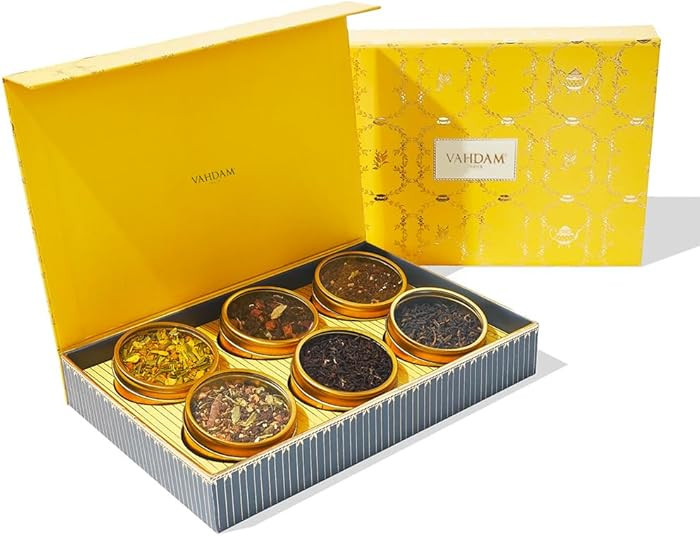 VAHDAM GLOW – Assorted New Year Tea Gift Set for Women (6 Loose Leaf Teas) | Premium Tin Caddy ... | Amazon (US)
