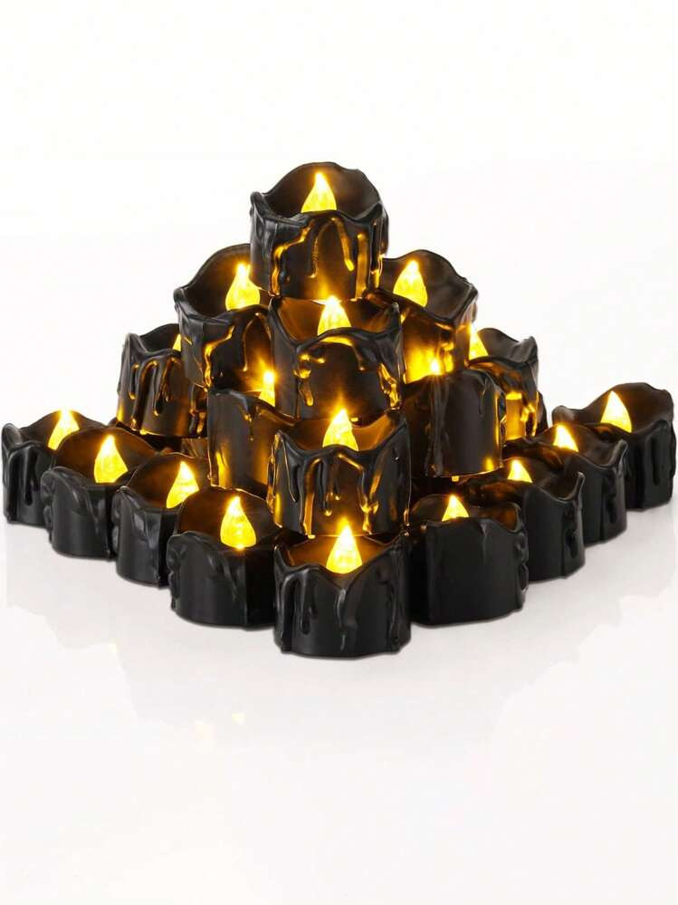 6pcs LED Electronic Tea Candles, Battery Operated Orange Flameless Tealights, 2025 New Year Tea C... | SHEIN