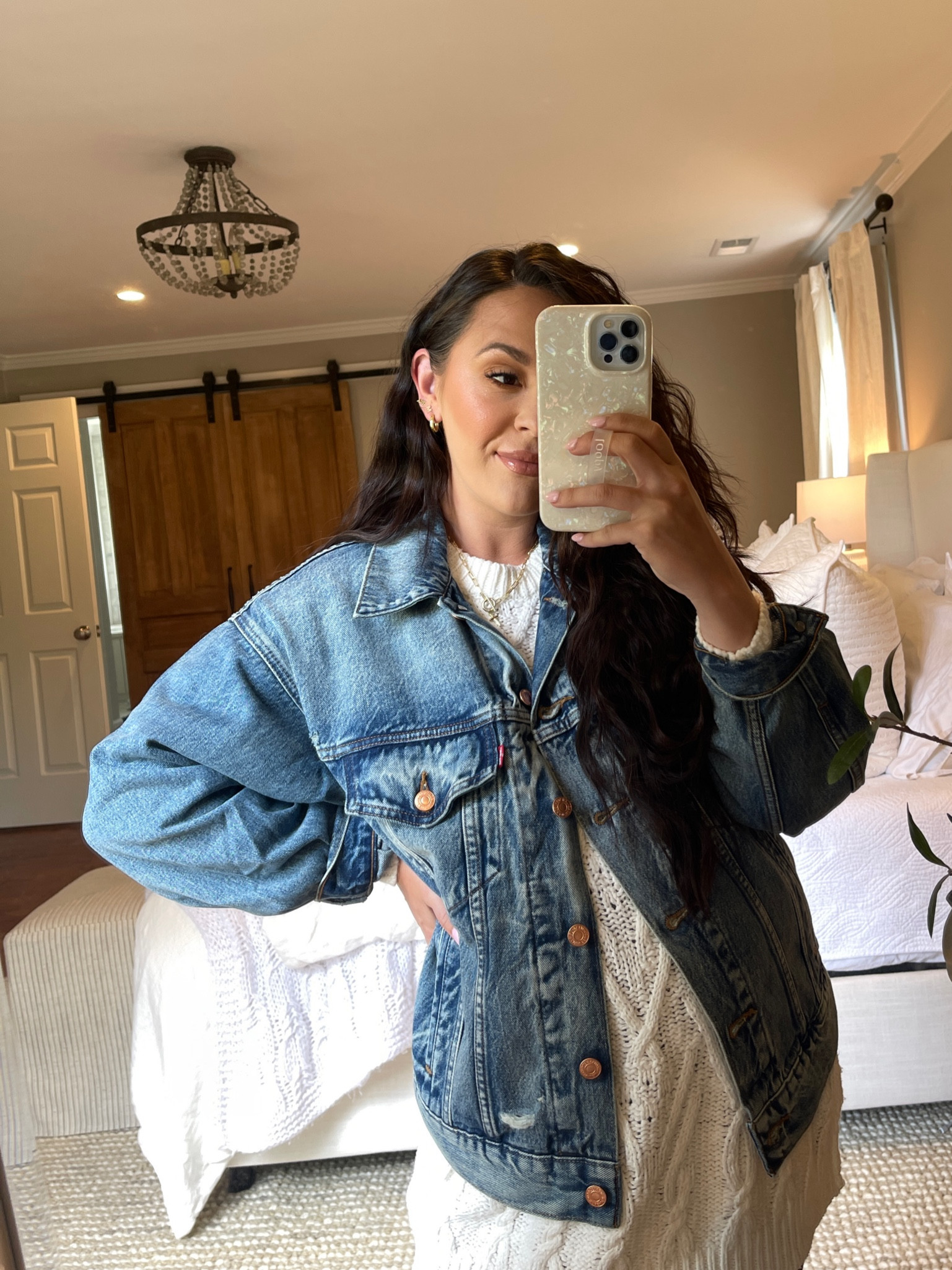 A new jean jacket for fall! 🤍 I love the wash of this jacket. I’m wearing a size Small. I have a feeling y’all will be seeing this one a lot! I have it in a lighter wash and I love it. 

#LTKSeasonal #LTKunder100 #LTKxNSale