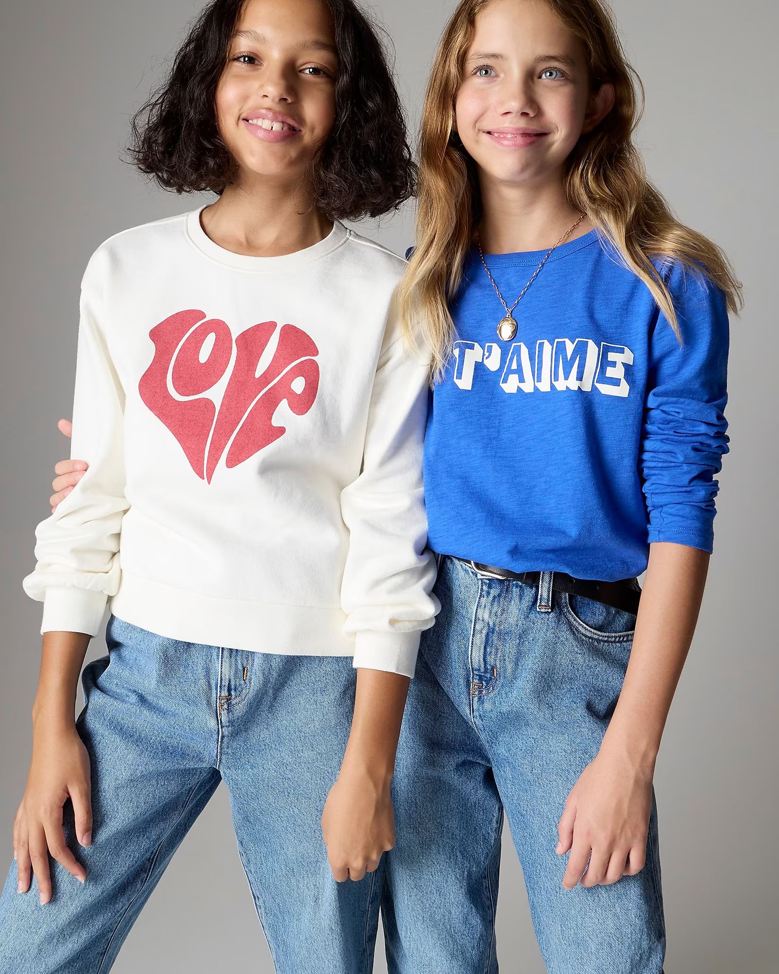Kids' long-sleeve "love" graphic sweatshirt | J.Crew US