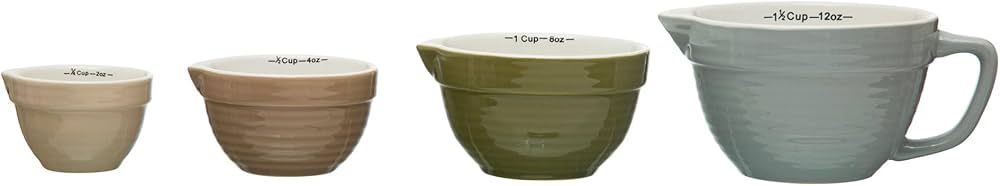 Creative Co-Op Stoneware Batter Bowl, Set of 4 Sizes, Multicolor Measuring Cups, Multi | Amazon (US)
