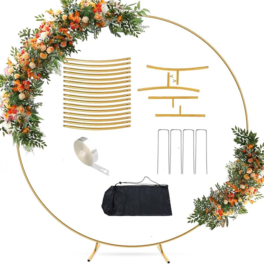 Antizz 7.2FT Gold Round Balloon Arch Stand,Backdrop Stand for Parties，Metal Circle Heavy Duty W... | Amazon (US)
