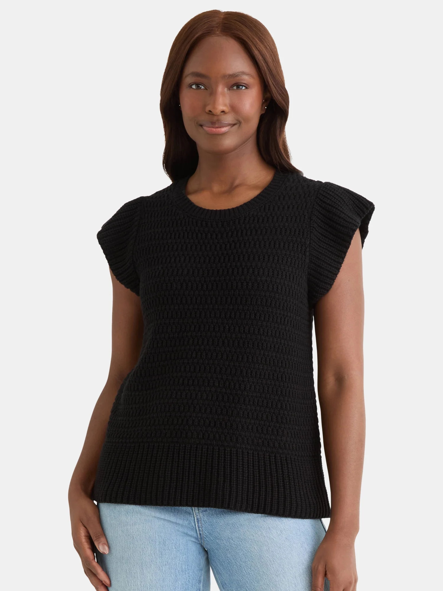 Time and Tru Women's Flutter Sleeve Sweater, Lightweight, Sizes XS-XXXL | Walmart (US)