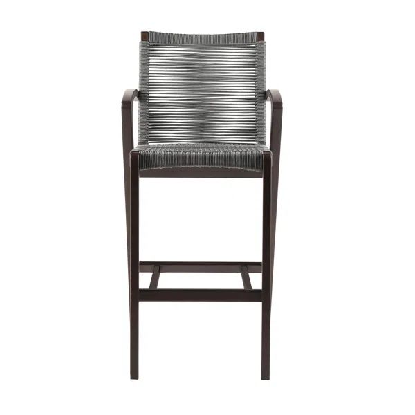 Aleksandrina Outdoor Barstool with Arms in Eucalyptus Wood and Rope | Wayfair North America