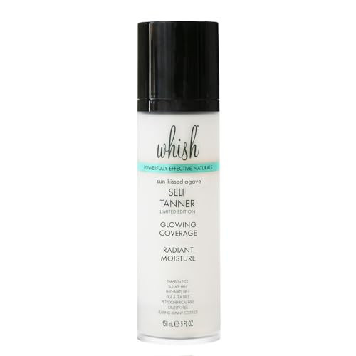 Whish Beauty Self Tanner - Sunless Tanning Lotion for Face & Body - Moisturizes with Shea Butter, Mango Butter, & Aloe - For All Skin Tones - Paraben & Sulfate Free, 5 fl oz (Sun Kissed Agave) | Amazon (US)