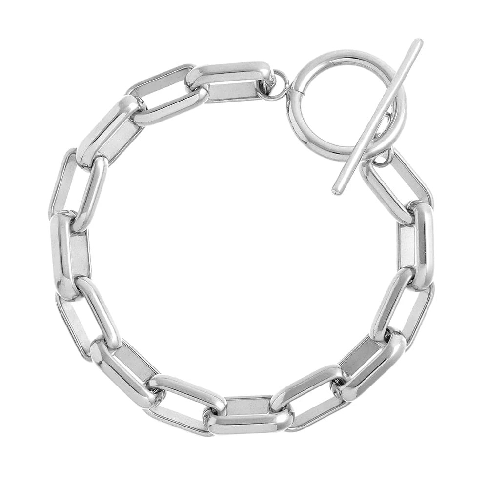 LUXE Rectangle Link T-Bar Bracelet - Silver | Orelia 