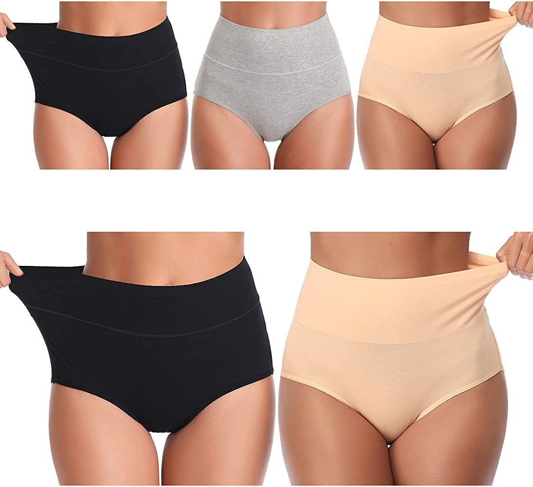 Womens Underwear,Cotton High Waist Underwear for Women Full Coverage Soft Comfortable Briefs Pant... | Amazon (US)