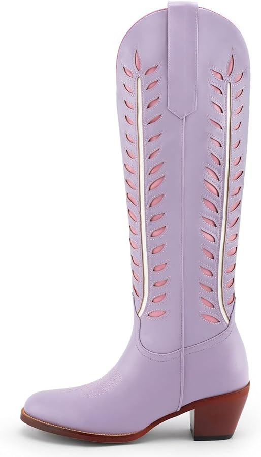 Women's Knee High Boots Cowboy Boots for Women Wide Calf Chunky Heel Fashion Stylish Embroidered ... | Amazon (US)