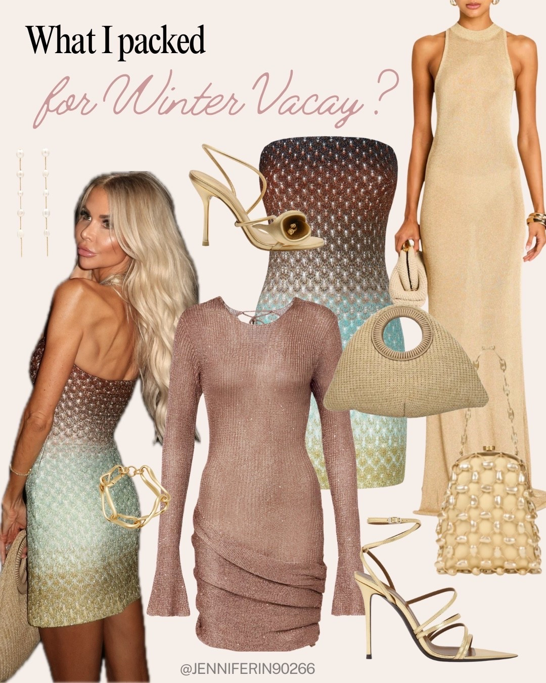 What’s in my suitcase for holiday vacay? Think metallic bronze knits, gold crochet accessories & standout heels by @cultgaia @missoni @bananhot @devonwindsor✨✨ Add some sparkle to your suitcase!

#LTKTravel #LTKHoliday #LTKootd