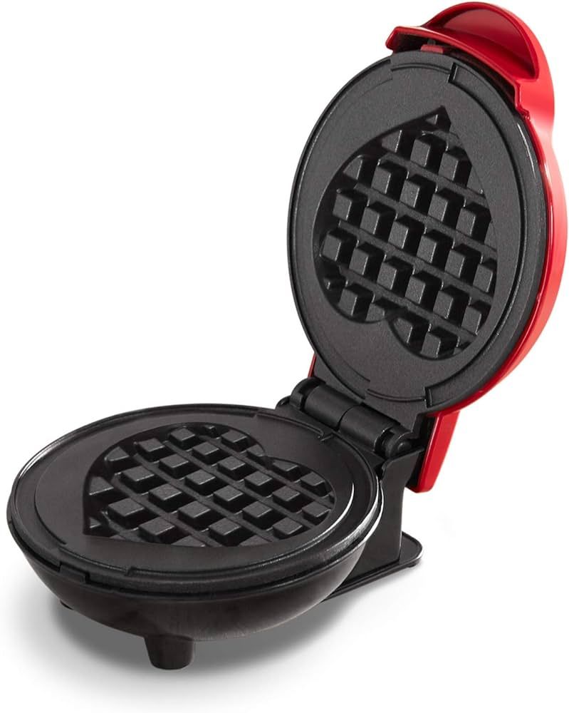DASH Mini Waffle Maker Machine for Individuals, Paninis, Hash Browns, & Other On the Go Breakfast, Lunch, or Snacks, with Easy to Clean, Non-Stick Sides, Red Heart 4 Inch | Amazon (US)