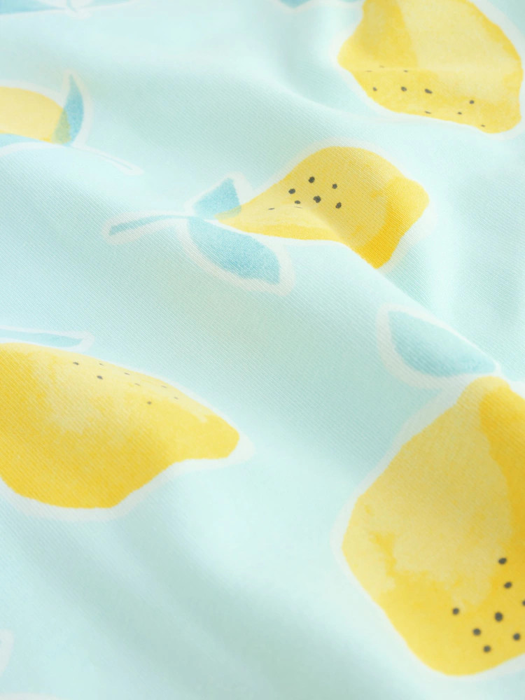Blue and Yellow Lemon Printed Jersey Baby Rompers 3 Pack | Next US
