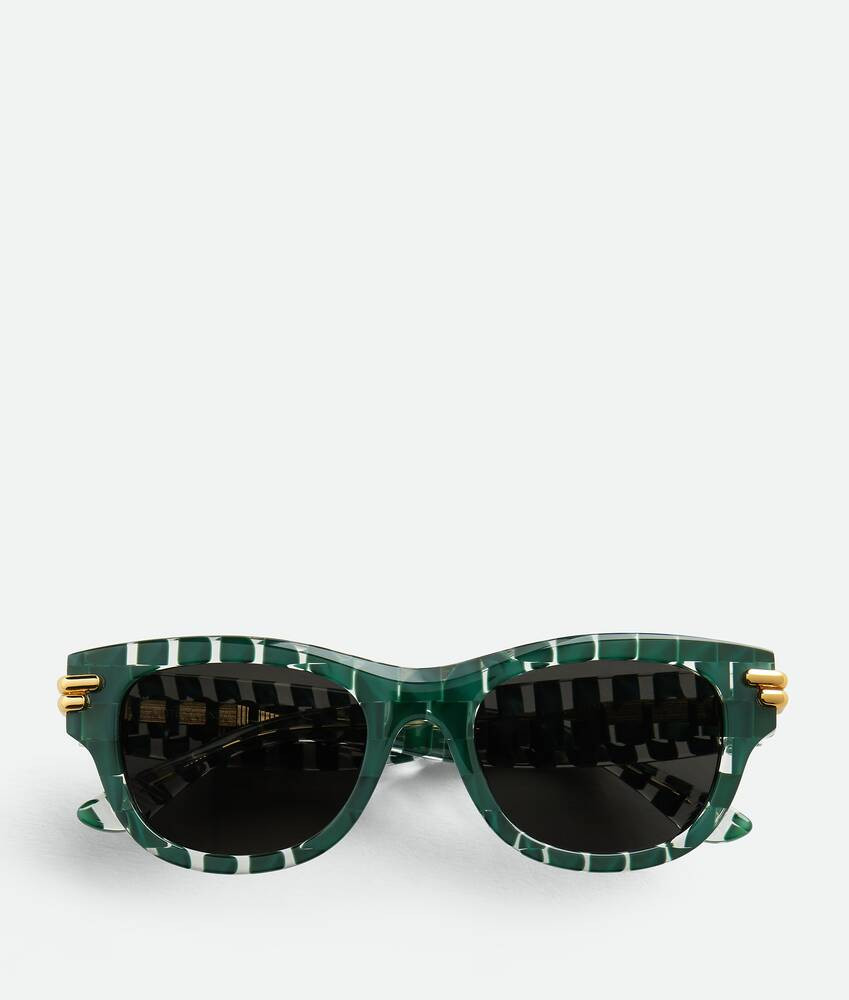 Bottega Veneta® Mitre Square Sunglasses in Green. Shop online now. | Bottega Veneta