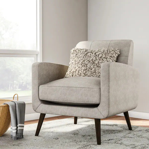 Carson Carrington Keflavik Mid-century Dove Grey Linen Arm Chair | Bed Bath & Beyond