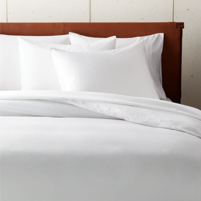 Classic Organic Cotton Sateen 520 Thread Count White King Duvet Cover | CB2