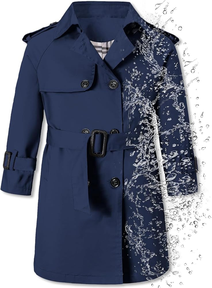 Betusline Boys Waterproof Trench Coat Double Breasted Classic Belted Outwear Jacket Dress Coats | Amazon (US)