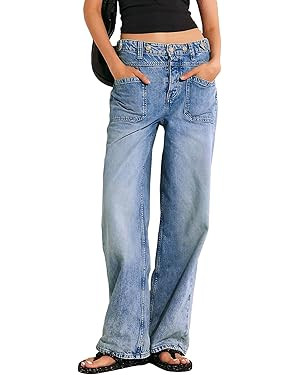 Allimy Womens Jeans High Waisted Straight Leg Baggy Boyfriend Jeans for Women Trendy 2025 Cargo P... | Amazon (US)