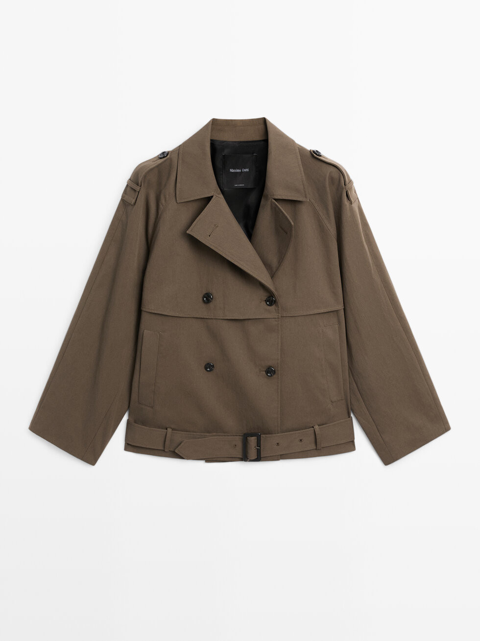 Short trench coat with belt detail | Massimo Dutti US