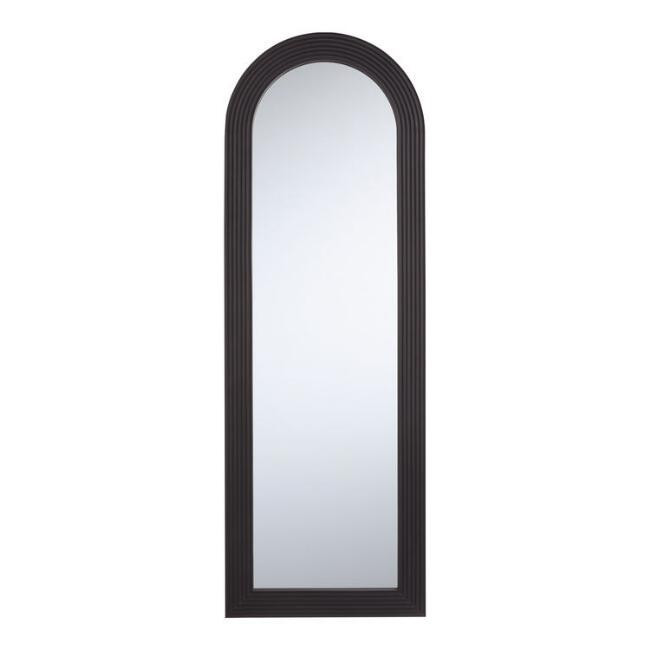 Black Carved Wood Arch Leaning Full Length Mirror | World Market