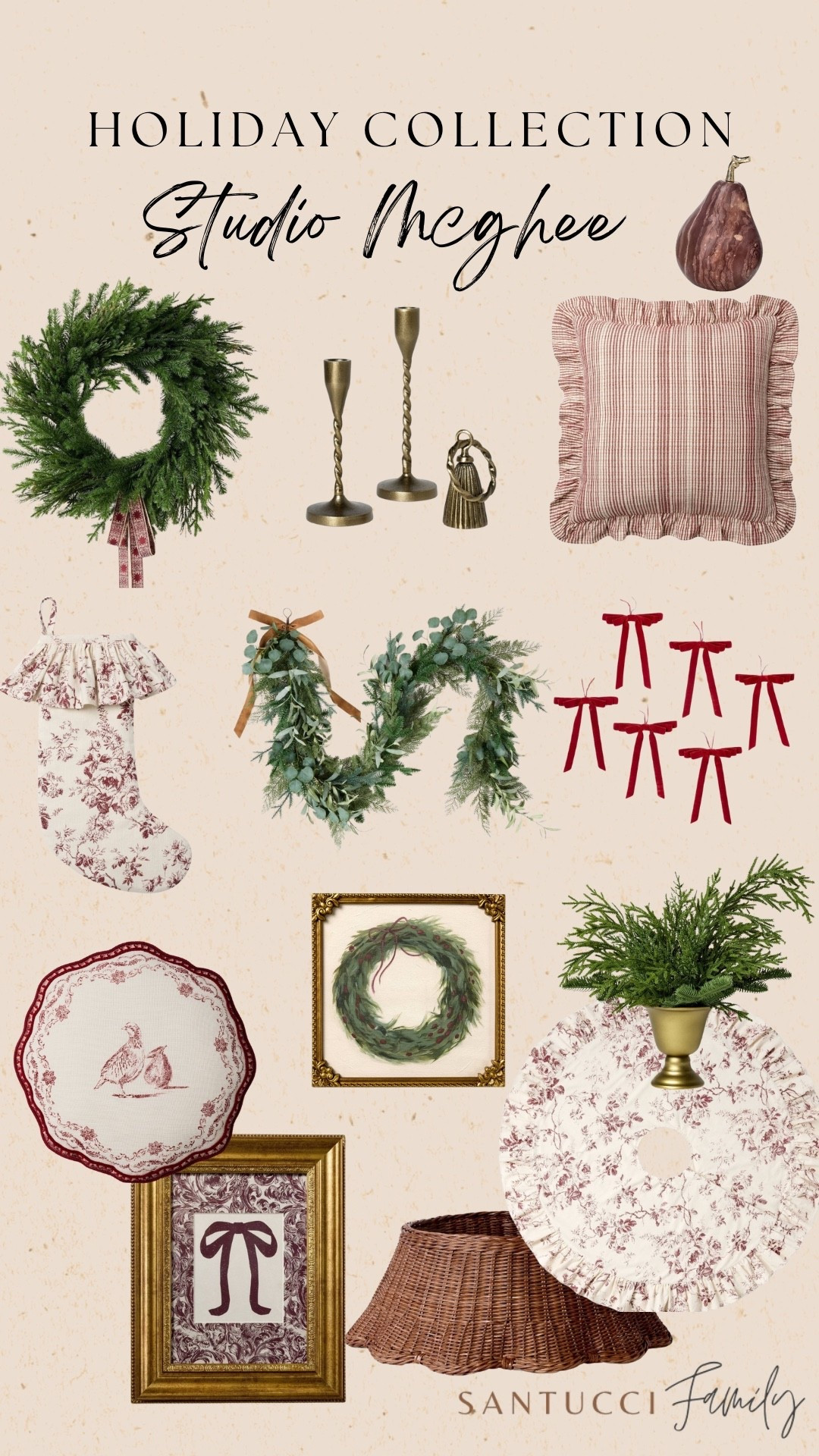 The Studio McGee holiday drop at Target is here ✨ Think timeless greenery, cozy textiles, and those little details that make your home feel like a Hallmark movie set. 🎄 From toile stockings to brass candlesticks and ruffled tree skirts, this collection is pure festive charm. 

Christmas, target finds, studio mcgee holiday target, target christmas decor, ltk holiday finds, holiday home decor 2025, cozy christmas styling, art, bows, pillow, stockings, candles, home decor 

#LTKHome #LTKSeasonal #LTKStyleTip