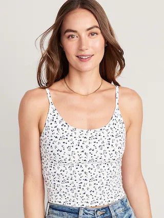 Strappy Rib-Knit Cropped Tank Top for Women | Old Navy (US)