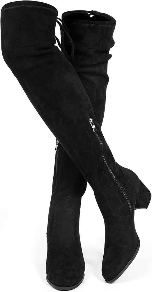 MUCCCUTE Women's Over the Knee Boots Thigh High Suede Tall Boots Chunky Heel Side Zipper Sexy Lon... | Amazon (US)