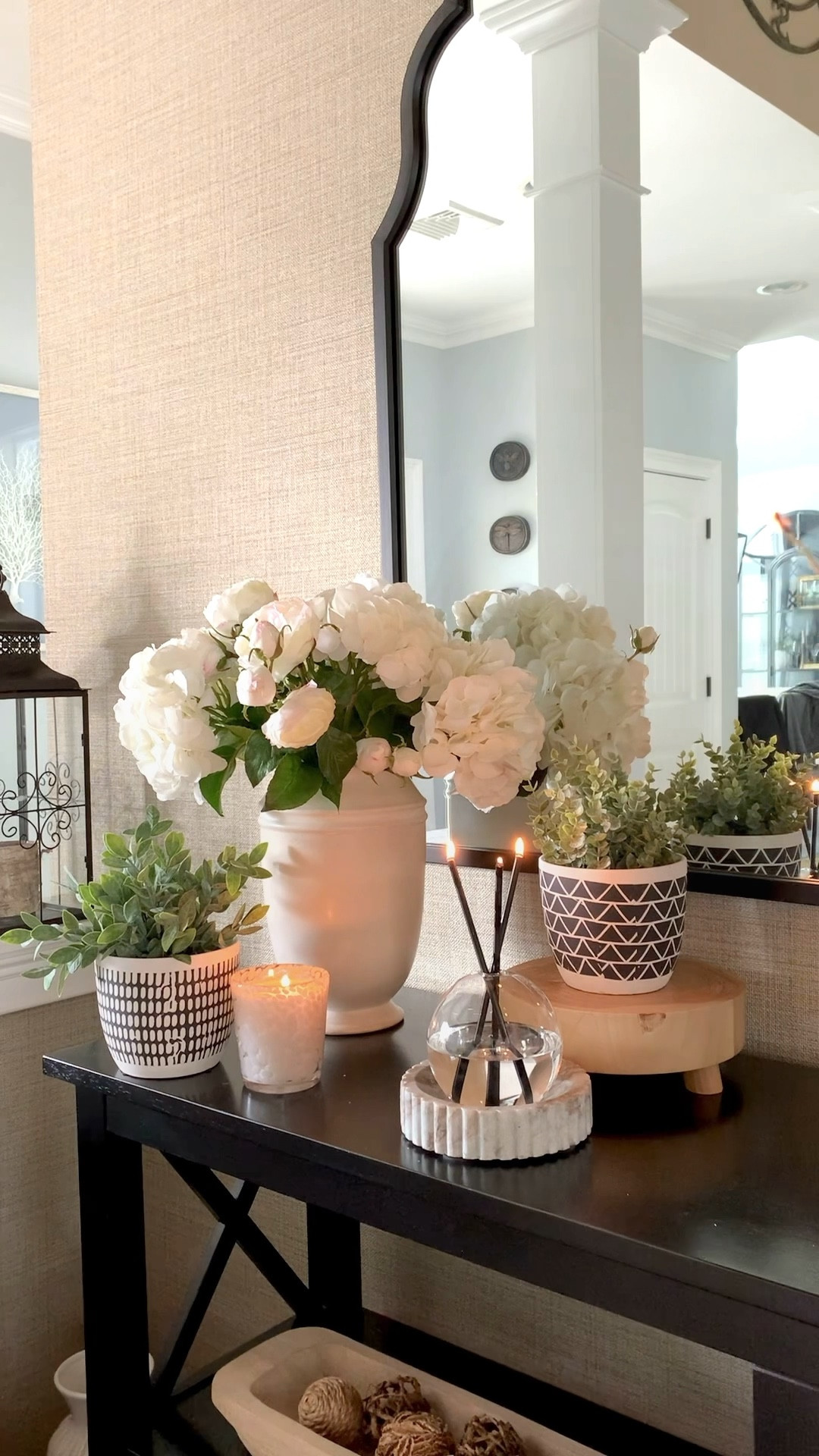 Favorite White florals, fragrant candle, Everlasting Candle, small potted faux greenery, vase, black mirrors on sale. Fresh, winter styling. Target, Anthropologie, Nordstrom. Free shipping. 

#LTKsalealert #LTKfindsunder50 #LTKhome