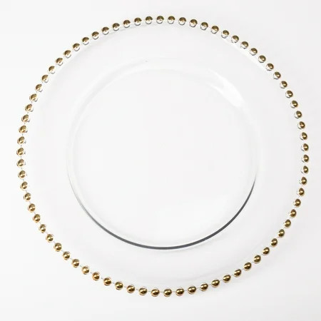 Richland Glass Charger Plate Gold Beaded 13 Set of 48 | Walmart (US)