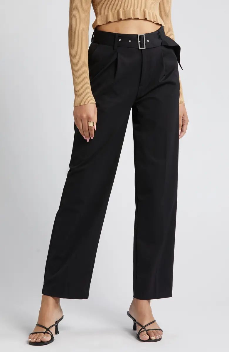 Belted Wide Leg Twill Pants | Nordstrom