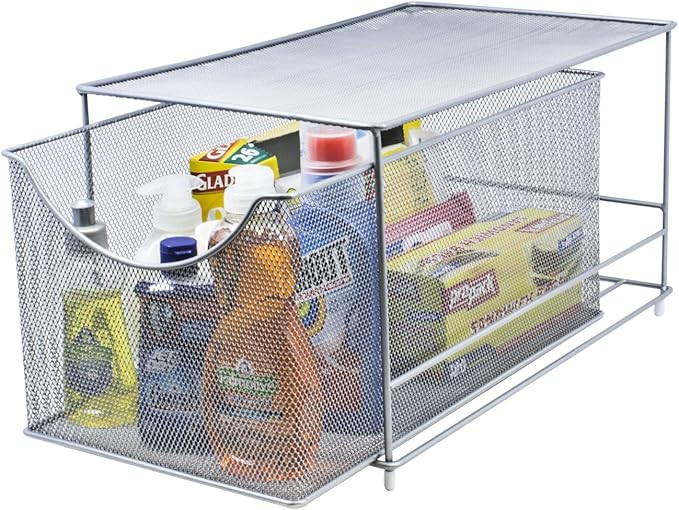 Sorbus Cabinet Organizer Drawer with Cover—Mesh Storage Organizer w/ Pull Out Drawers—Stackab... | Amazon (US)