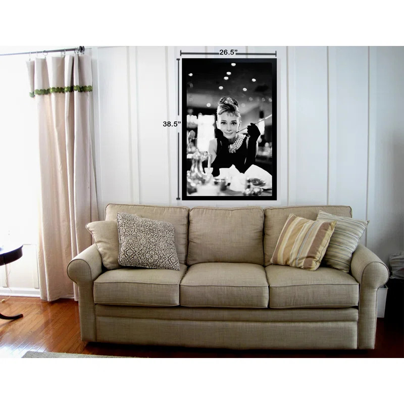 'Audrey Hepburn Movie - Hollywood Icon Breakfast at Tiffany's with Cigarette' Framed Photographic... | Wayfair North America