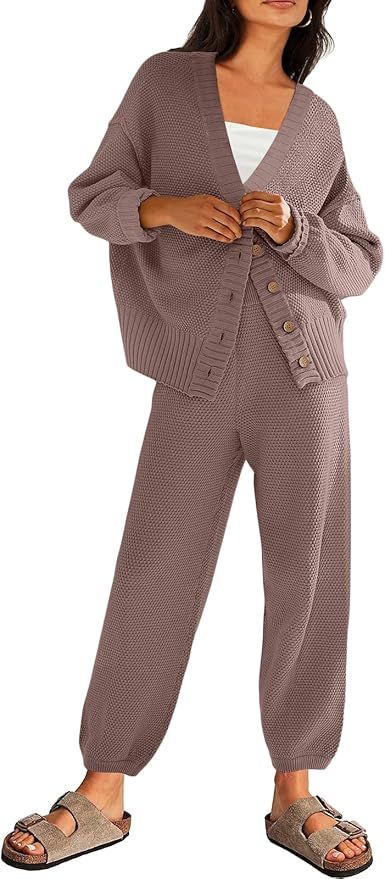 LILLUSORY Womens Cardigan Pants Sets 2 Piece Slouchy Loungewear Sweater Sets | Amazon (US)