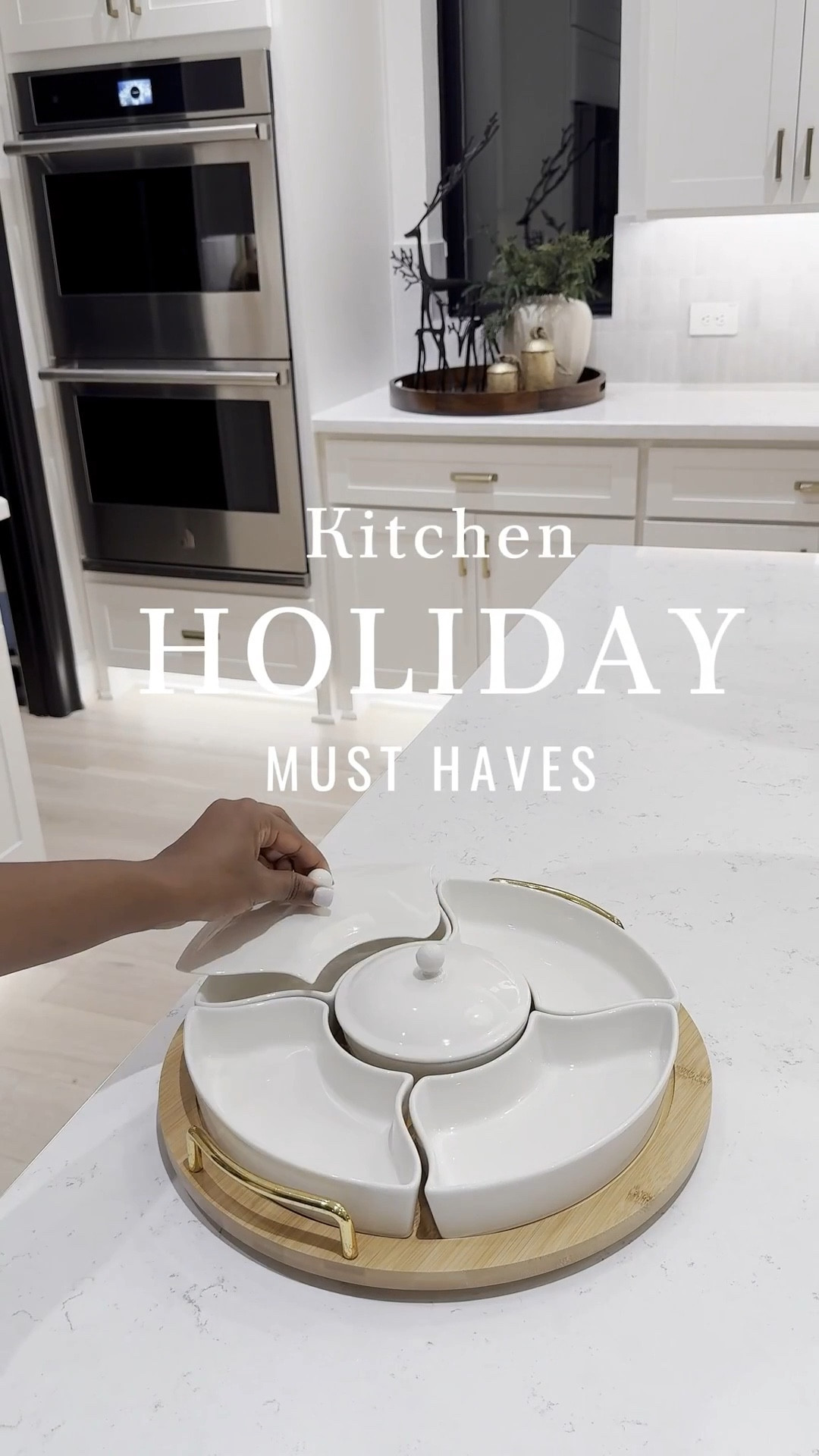 Gold cluster tray is now sold out…. I’ve linked the white and gold option 🤎

Found the most practical serving containers that can be used all year round! 🥘 …. The cluster tray comes in white/gold, silver, & gold - perfect for serving appetizers & is handwash recommended ☺️

Condiment server - perfect for serving your guacamole, cheese dips, ketchup, mustard, and relish! 🍲 

Lazy Susan serving tray - has got to be my fave find! 🍱 The upgraded fruit platter, Taco bar, chip and dip station 🤎

#LTKHome #LTKHoliday #LTKStyleTip