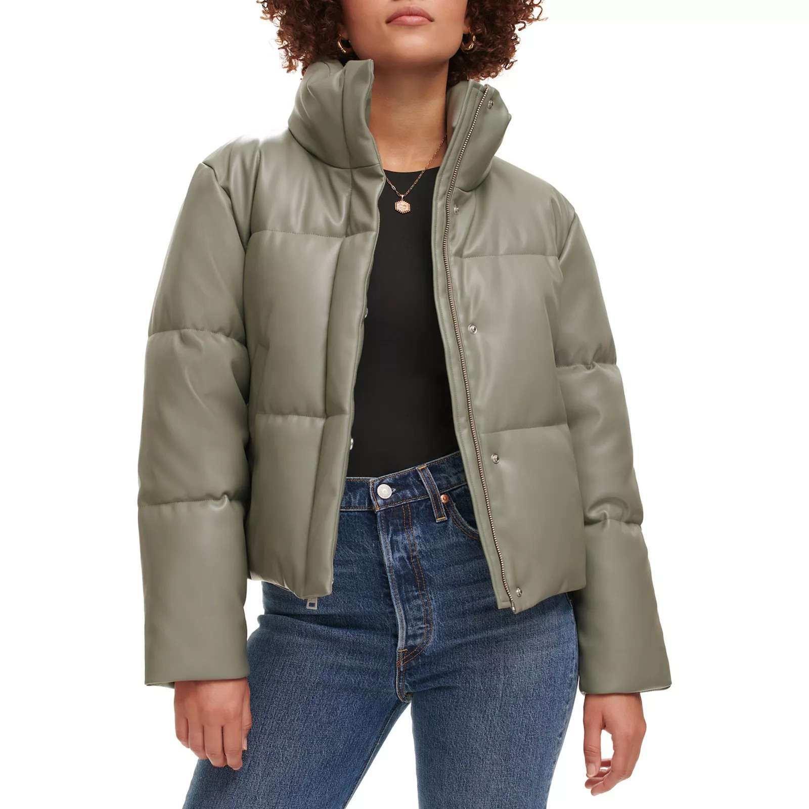 Women's Levi's® Faux-Leather Short Puffer Jacket, Size: XS, Green | Kohl's