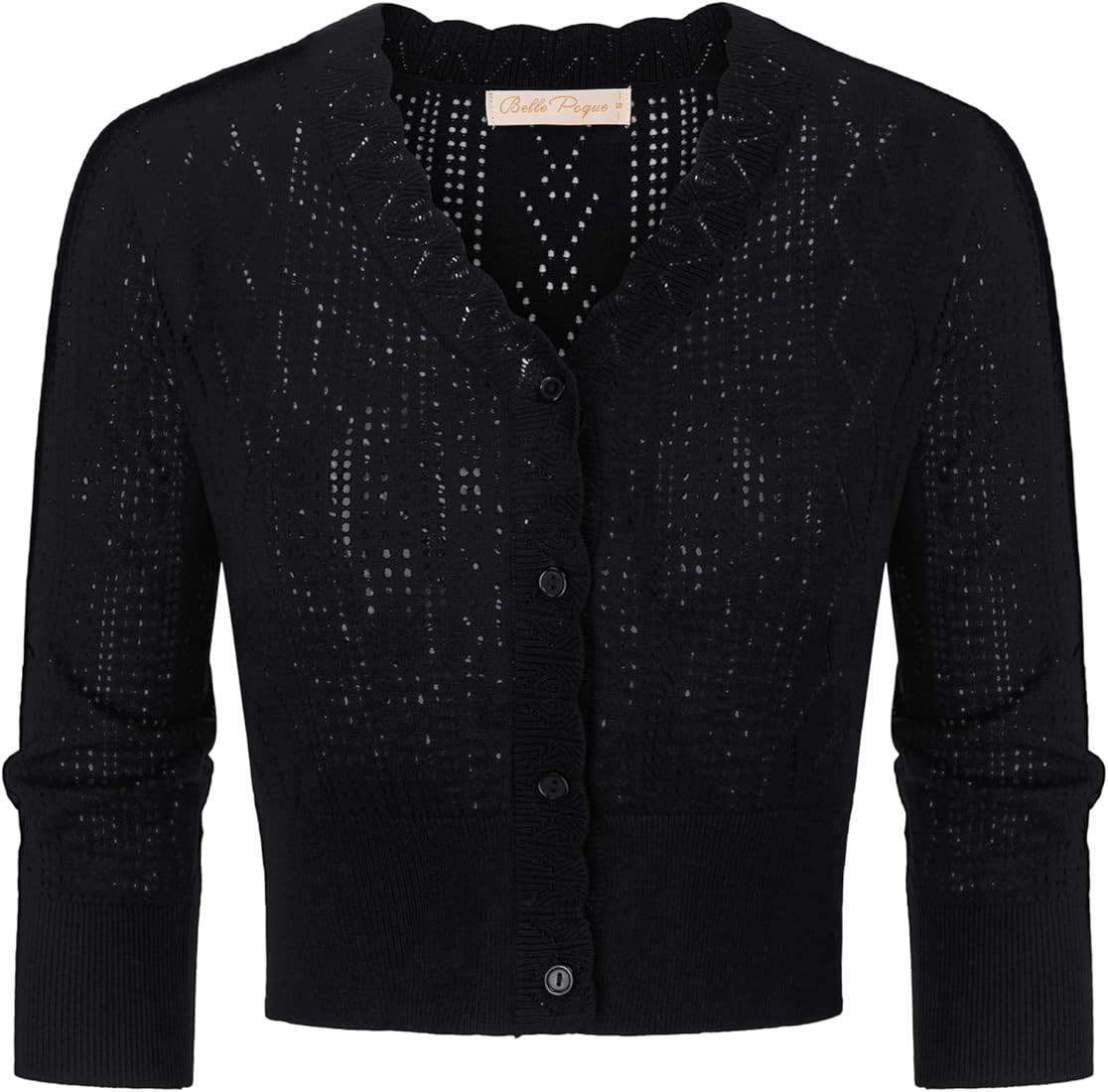 Belle Poque Women's 3/4 Sleeve V-Neck Button Down Cherries Embroidery Cropped Cardigan Sweater Coat | Amazon (US)