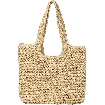 Beach Bags for Women - Summer Soft Large Woven Shoulder Purse Handbag, Beach Tote Straw Bag for S... | Amazon (US)