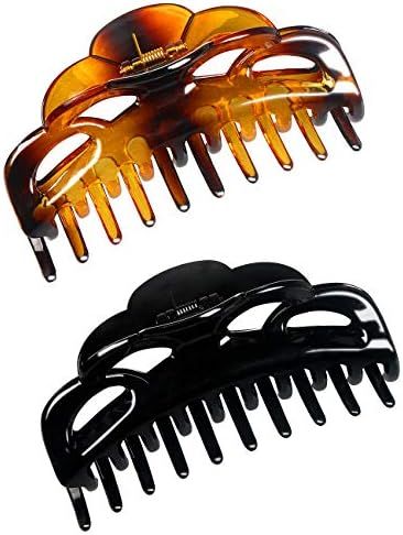 ACCGLORY Large Plastic Hair Clips for Women Thick Hair (Arc-Black+Brownish) | Amazon (US)