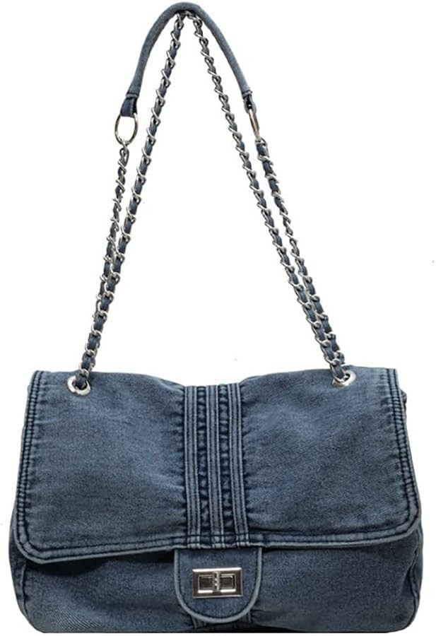 Denim Shoulder Bag Vinatge Crossbody Tote Bag Chain Strap | Amazon (US)