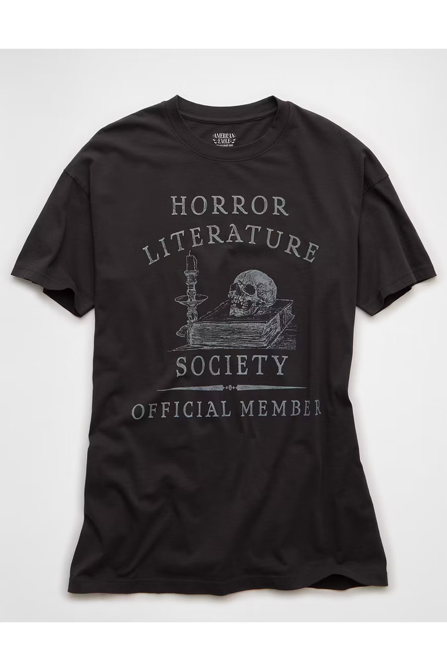 AE Oversized Halloween Graphic T-Shirt Women's Faded Black Large/X-Large | American Eagle Outfitters (US & CA)