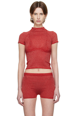 SSENSE Exclusive Red Knitted Malley Bra & Jia Baby T-shirt Set | SSENSE