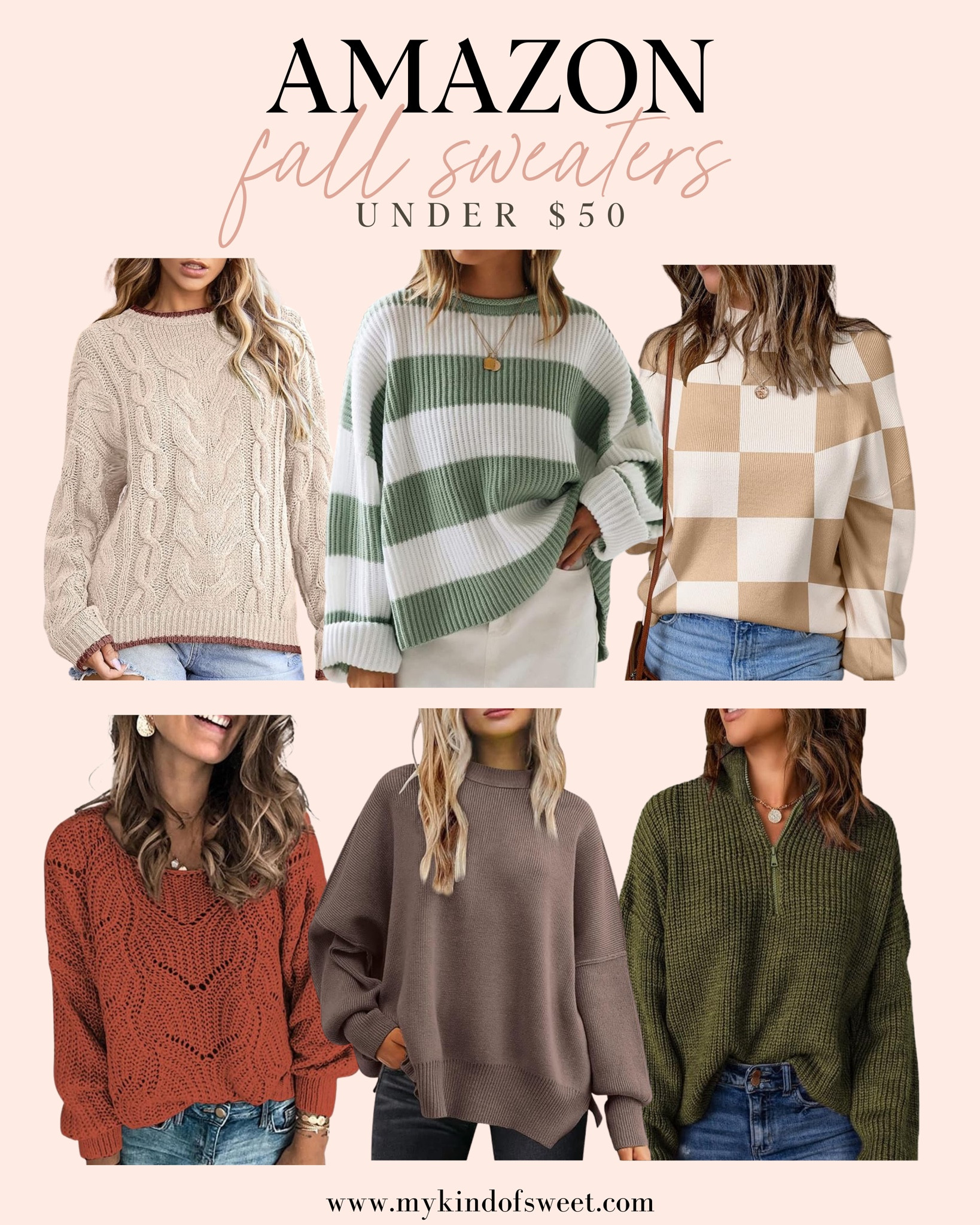 These cozy, fall Amazon sweaters are under $50. I love the variety of textures and patterns. 

#LTKStyleTip #LTKSeasonal