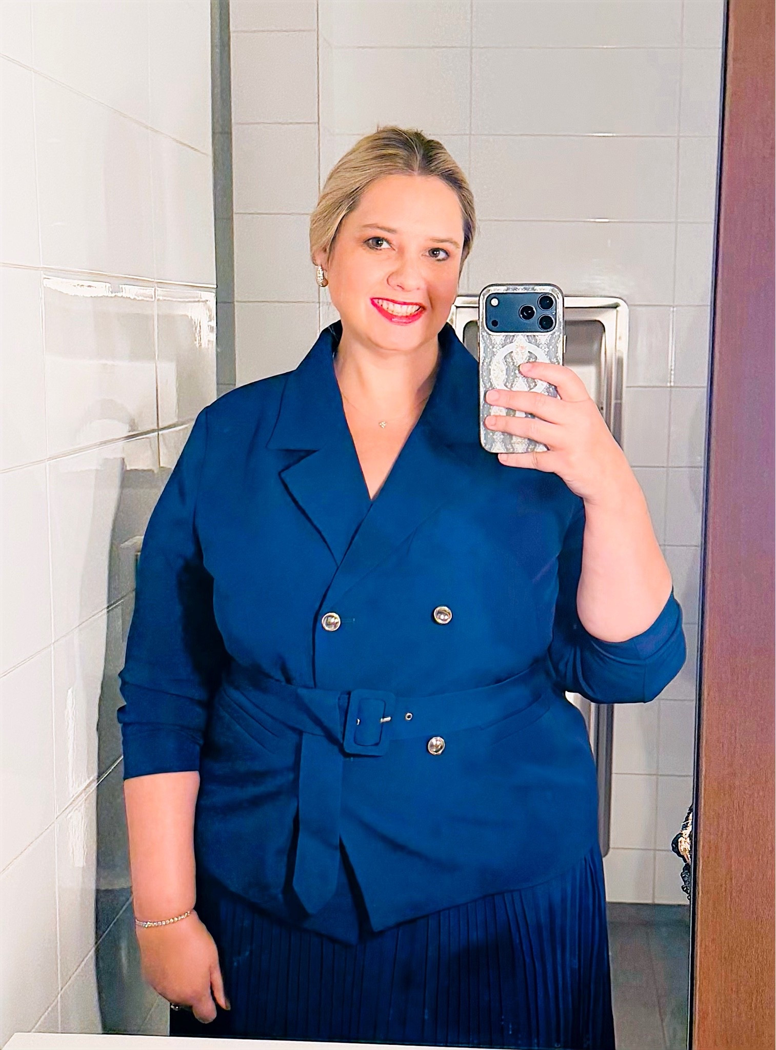 Belted blazer and pleated skirt set for the first full day of my annual work conference.

#LTKPlusSize #LTKWorkwear #LTKootd