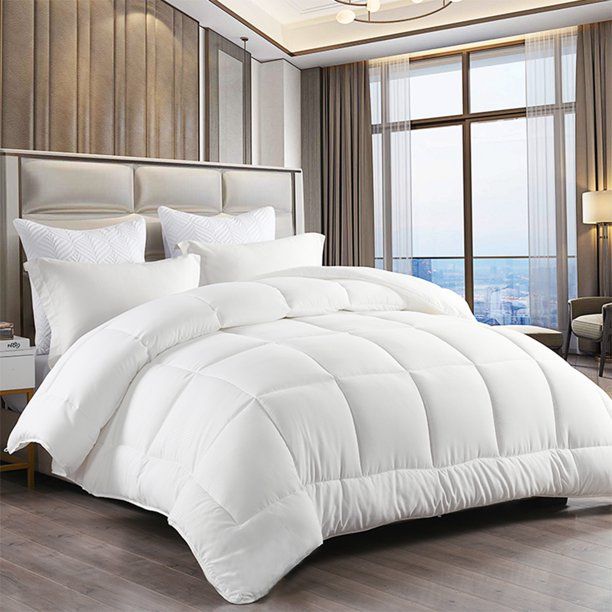 EMONIA White Comforter Down Alternative Comforter Quilted Duvet Insert with Corner Tabs - Queen -... | Walmart (US)