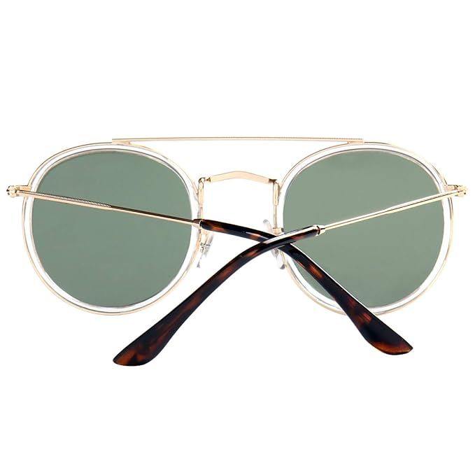 DUSHINE Round Double Bridge Sunglasses For Women Men Polarized 100% UV Protection | Amazon (US)