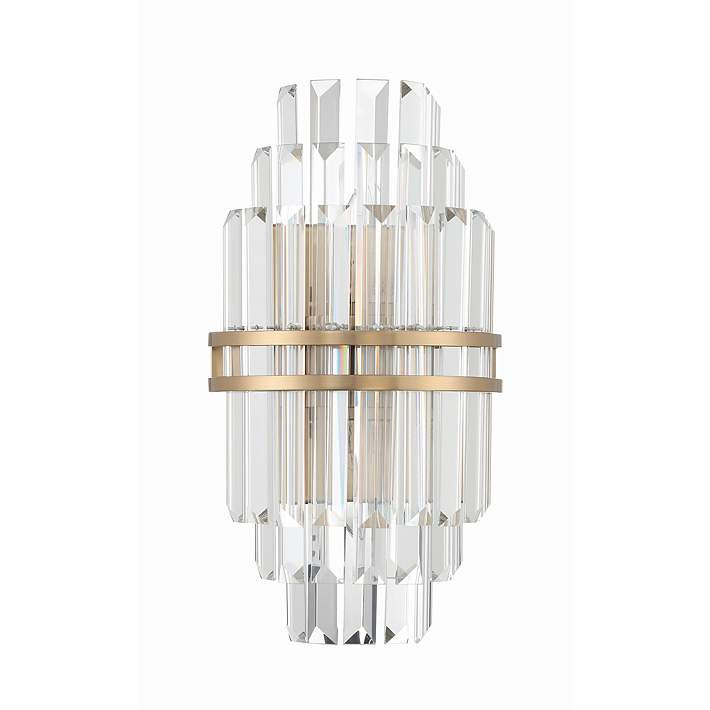 Crystorama Hayes 14 1/4"H Aged Brass 2-Light Wall Sconce - #909W8 | Lamps Plus | Lamps Plus
