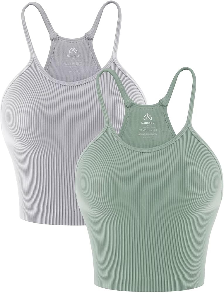 Sunzel Free to Be Tank, Crop Ribbed Tank Tops Seamless Racerback Camisoles No pad Camis Cropped W... | Amazon (US)