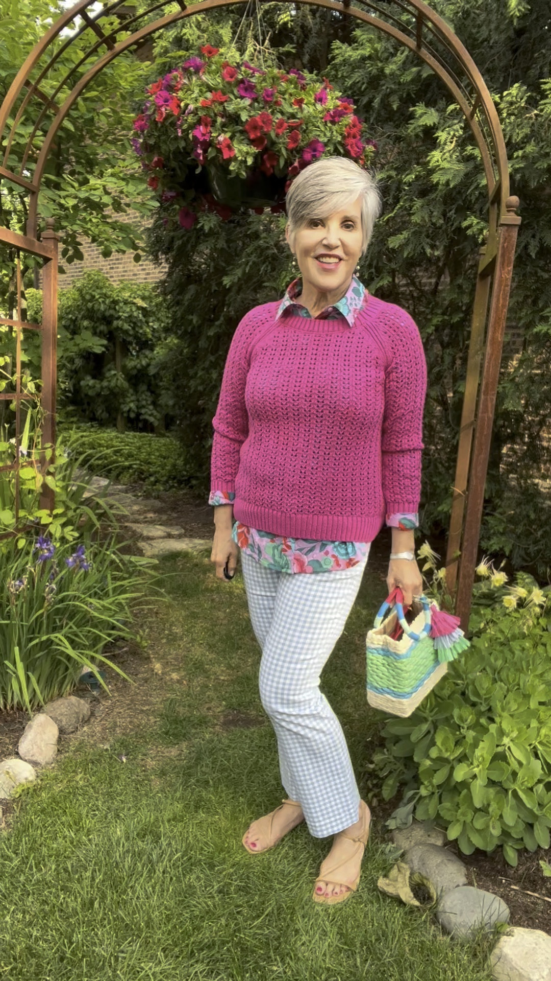 Four ways to wear gingham pants!
With a print shirt and sweater. Or with a Talbots popover (s). Or with a Talbots cardigan and Amazon (s) tank with a fun necklace. Or with a graphic tee and jean jacket . Cute bag is on sale today! 40% off!

#LTKsalealert #LTKitbag #LTKstyletip