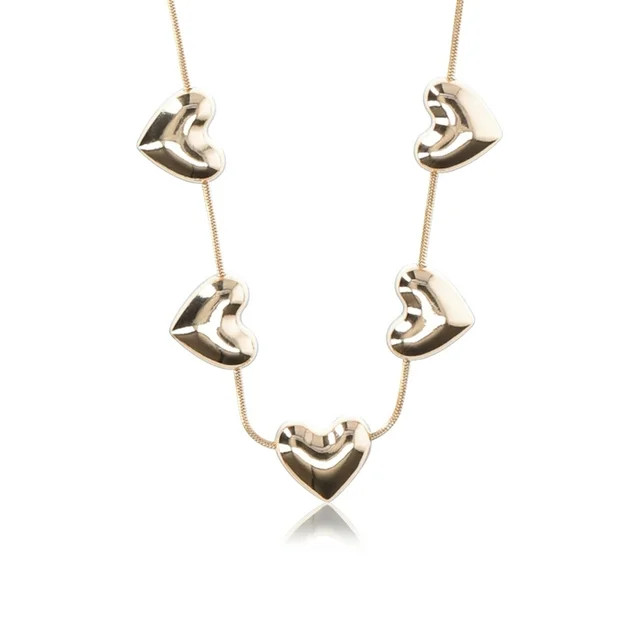 No Boundaries Gold-Tone Bubble Heart Station Necklace, Women’s - Walmart.com | Walmart (US)